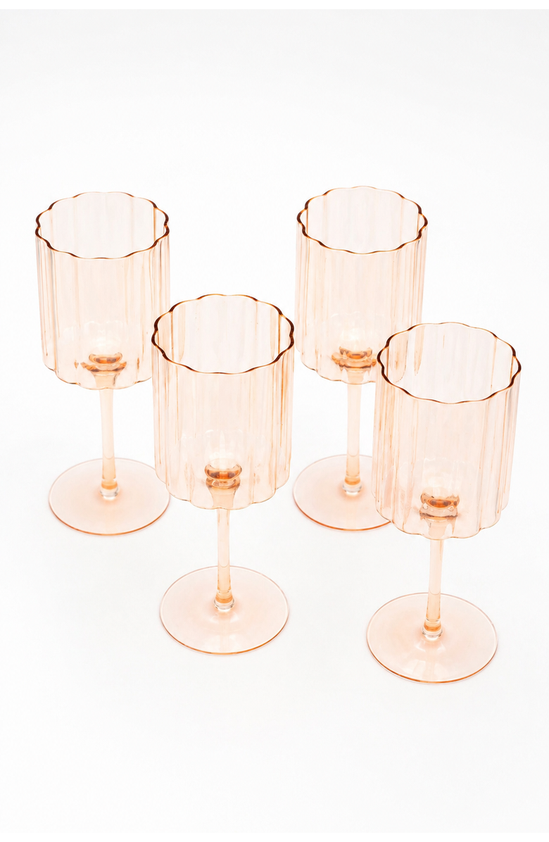 Jeanne Fitz Scalloped Rim Fluted Wine Glass, Set of 4, 12oz, Amber, Main, color, Amber