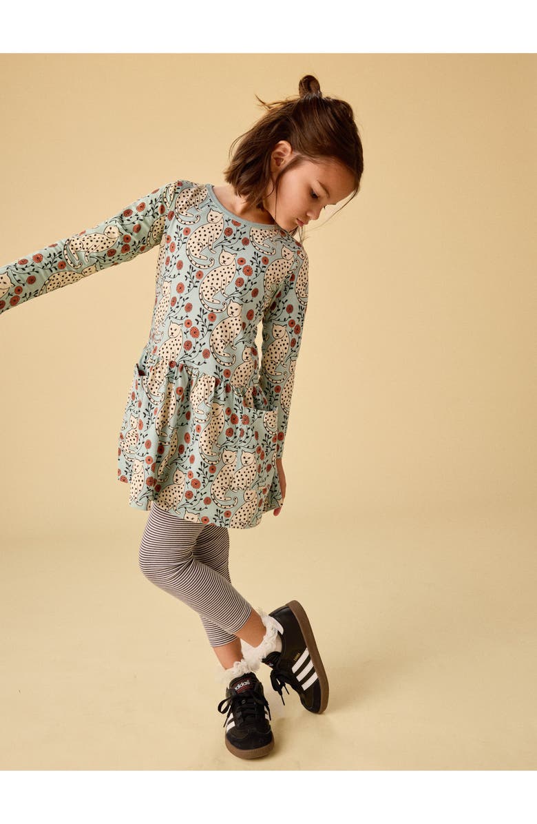 Tea Collection Long Sleeve Pocket Dress, Alternate, color, Leopard Floral