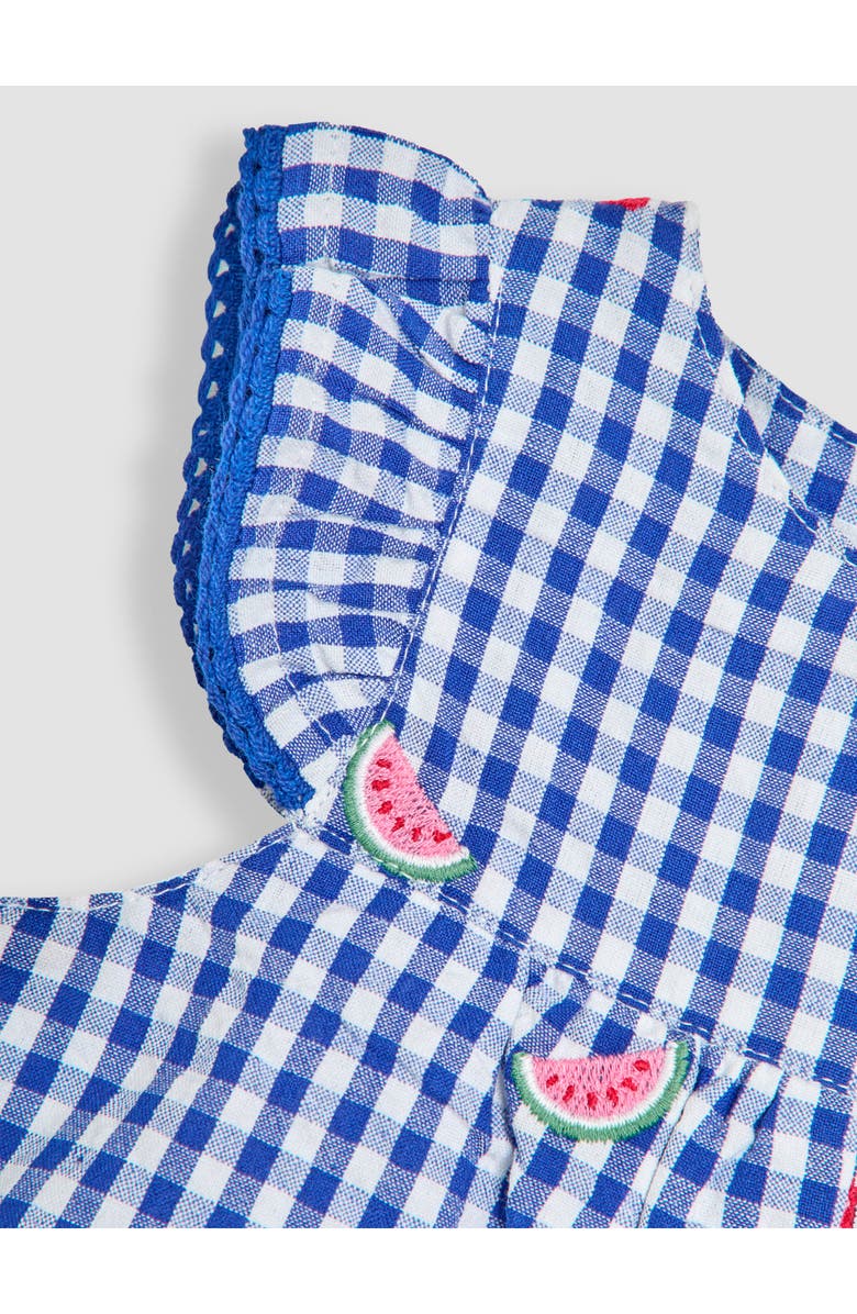 Gingham Fruit Embroidered Cotton Romper