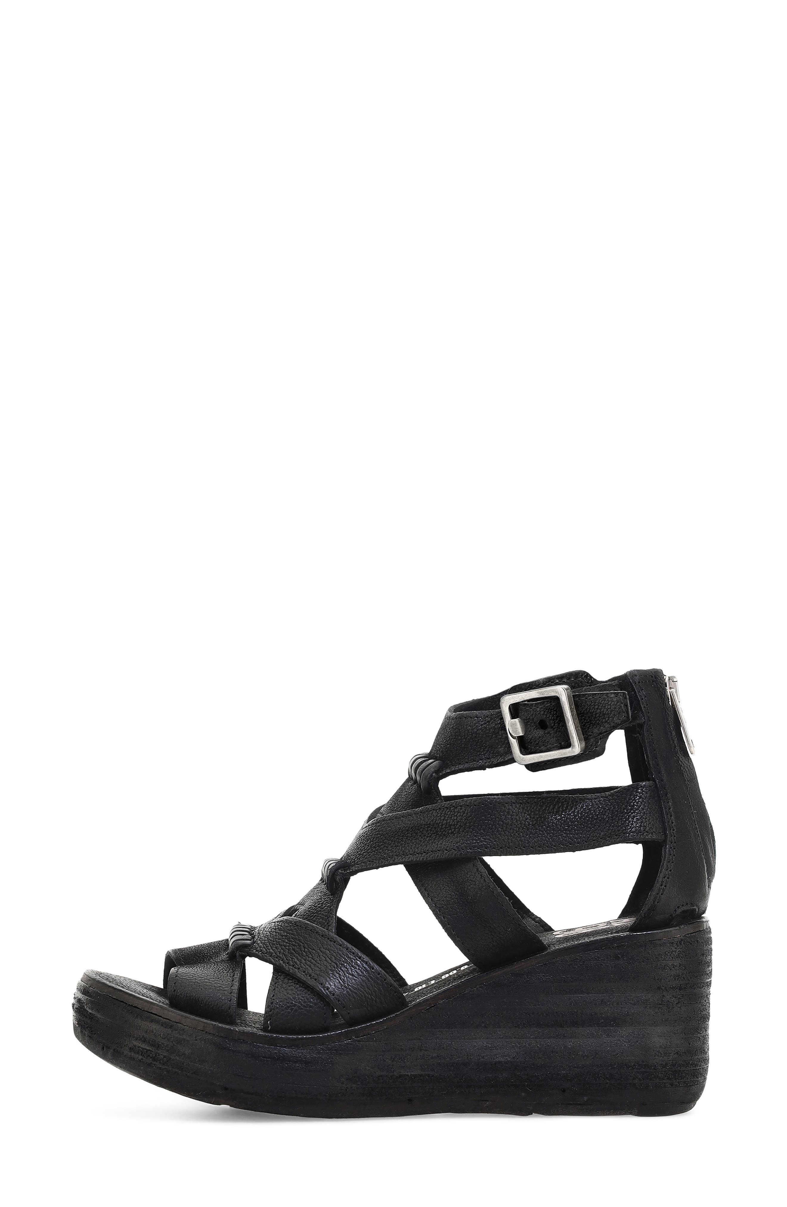 A.S.98 Norman Platform Wedge Sandal, Alternate, color, Black