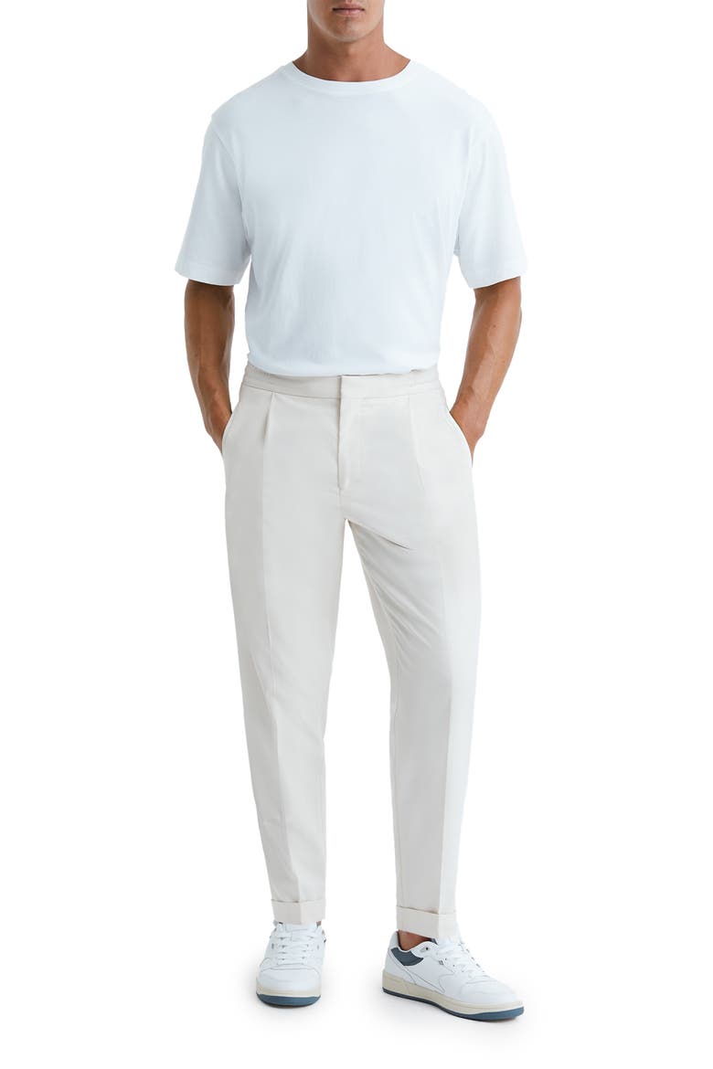 Brighton Pleated Relaxed Taper Pants, Alternate, color, ECRU