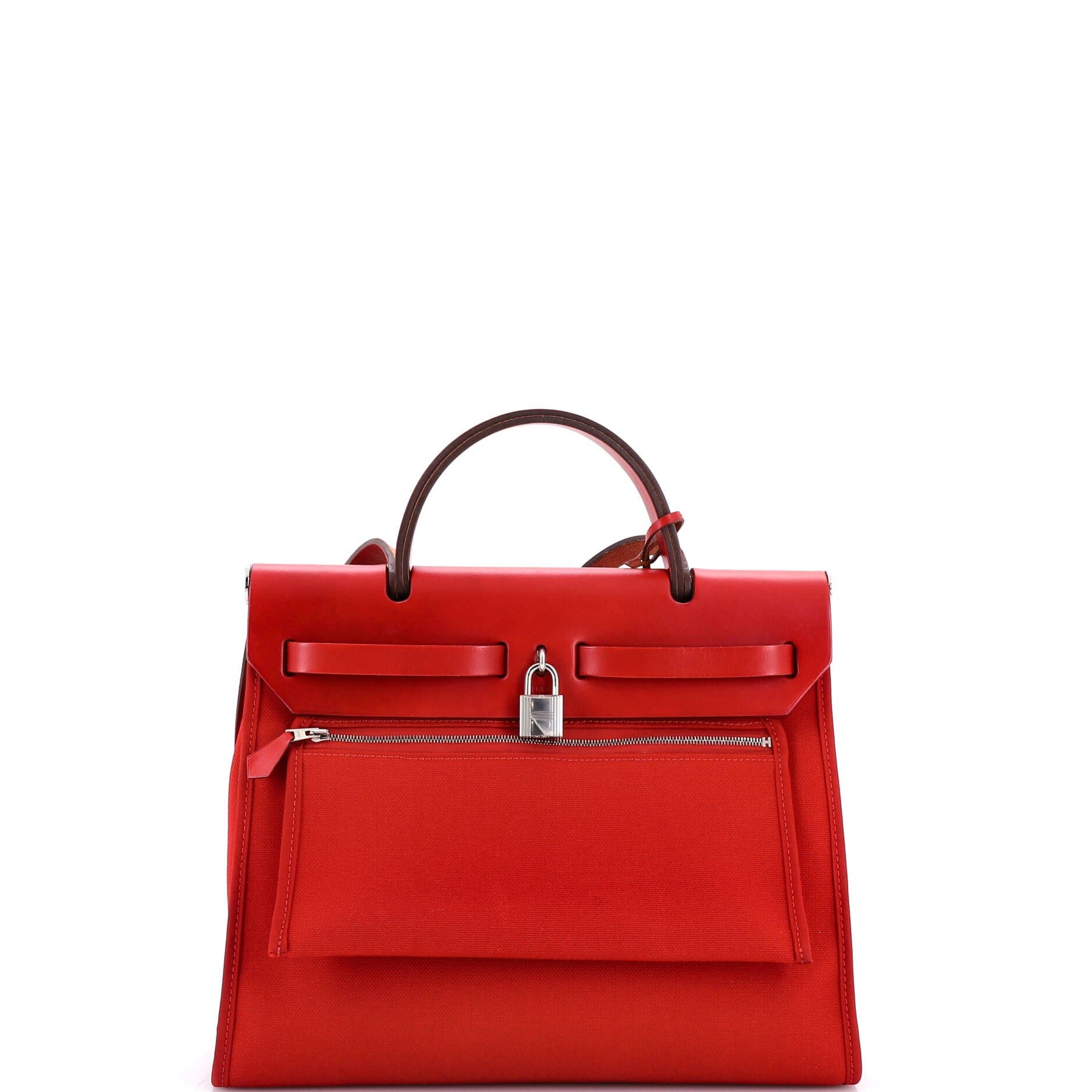 Pre-Owned Hermes Herbag Zip Leather and Toile 31, Alternate, color, 