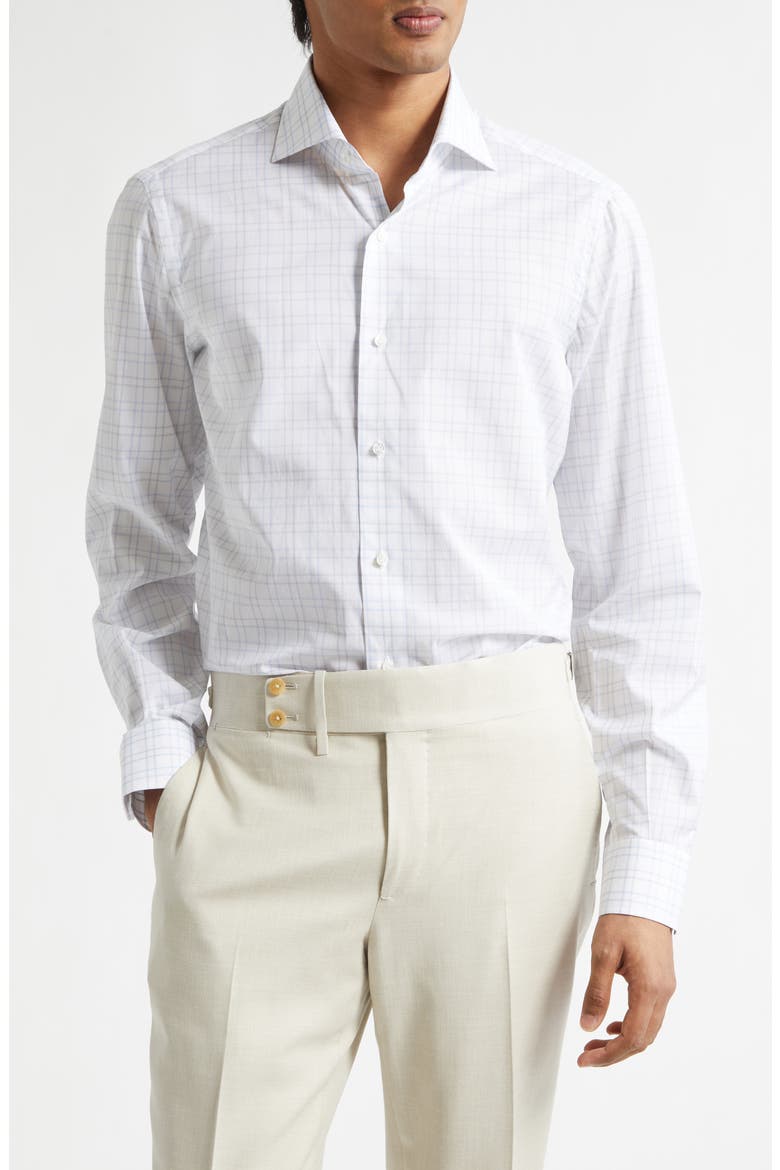 Check Button-Up Shirt, Main, color, WHITE