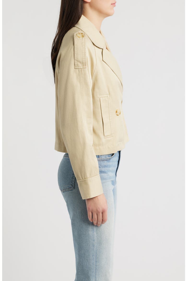 Double Breasted Crop Trench Jacket, Alternate, color, PUMICE