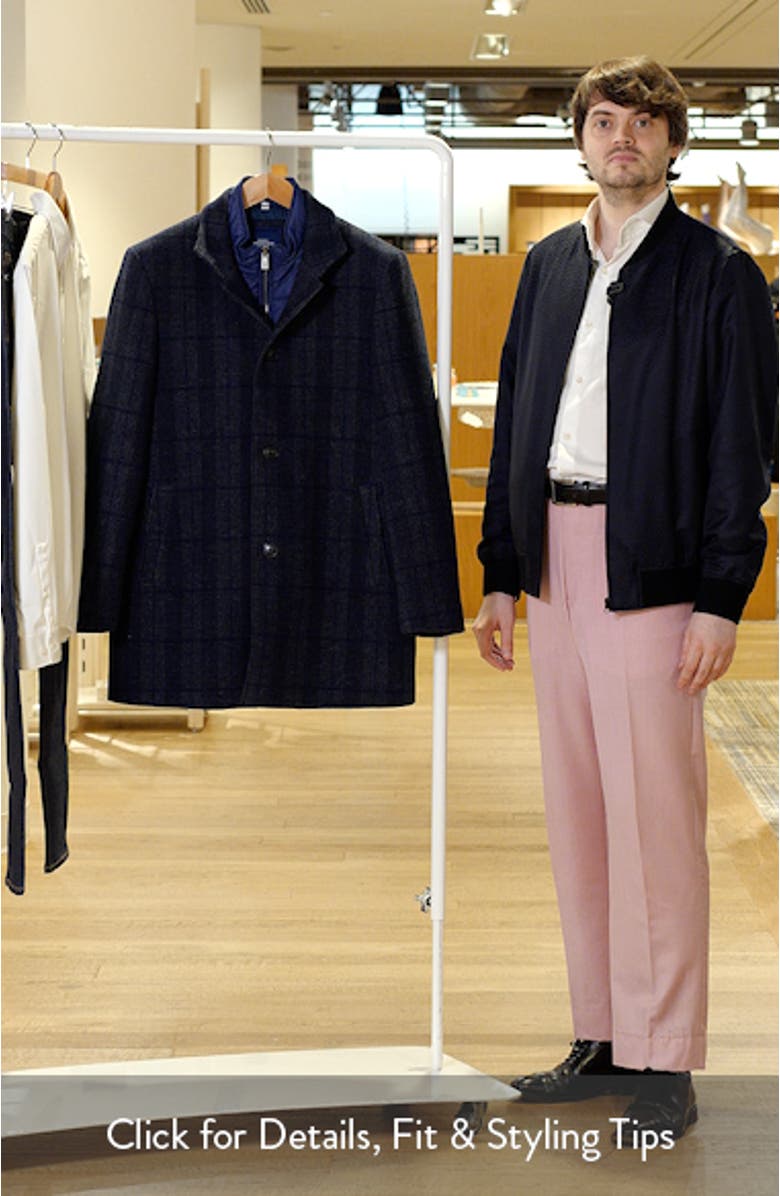 Mason Plaid Wool Blend Overcoat with Quilted Bib, sales video thumbnail