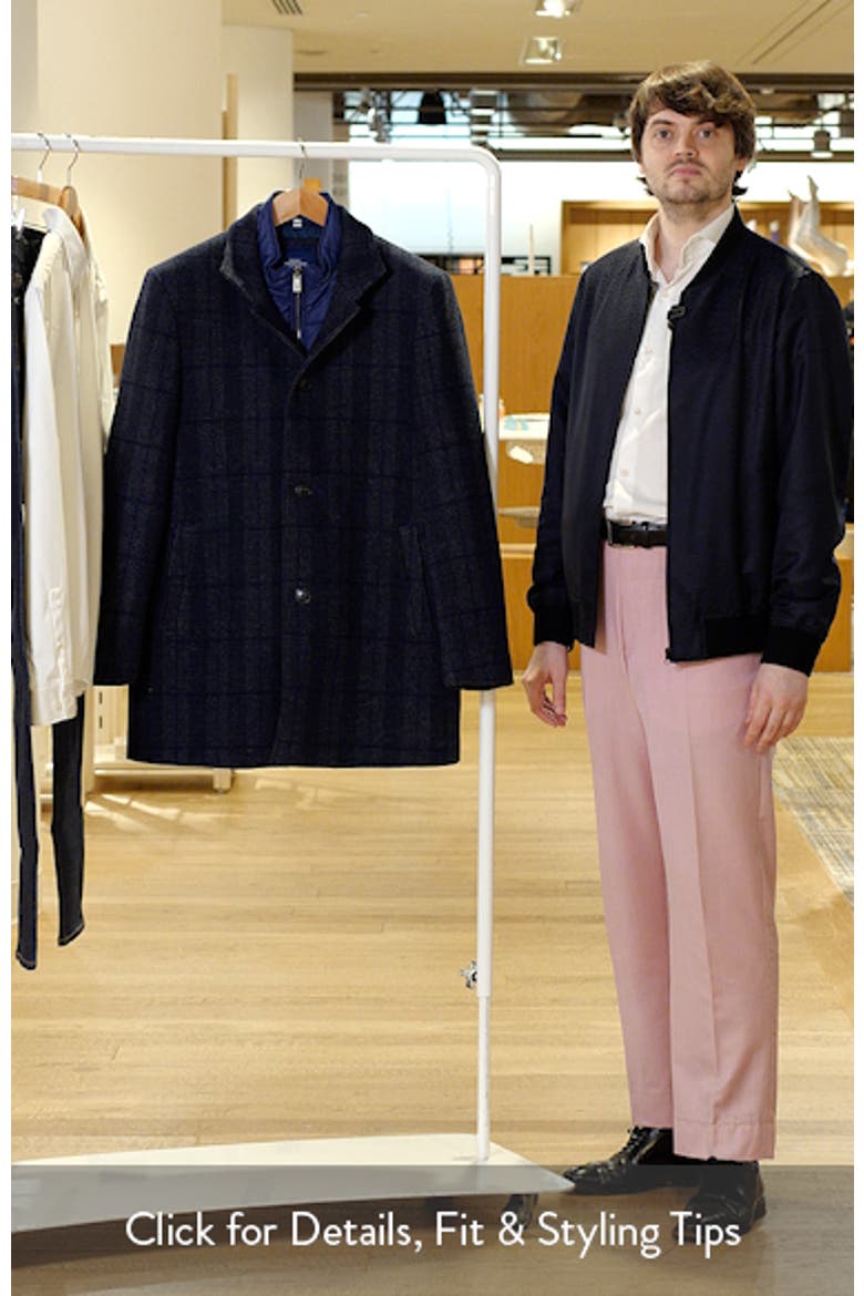 Mason Plaid Wool Blend Overcoat with Quilted Bib video