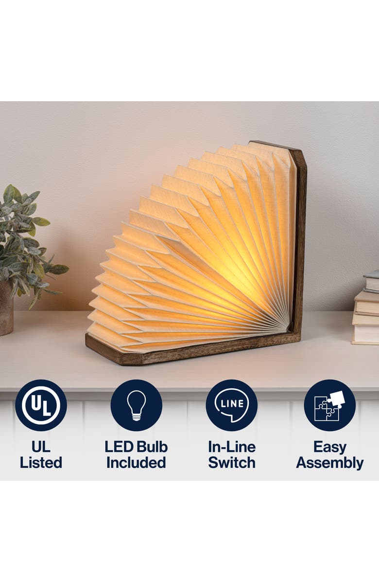 JONATHAN Y Darla Modern Art Deco Paper Half Pleated Fan LED Table Lamp, Natural, Alternate, color, Natural -10.6"