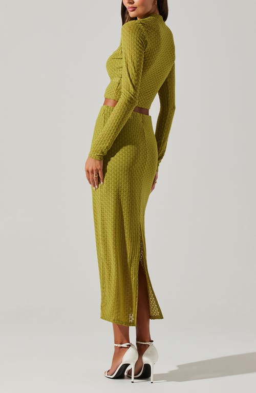 Astr The Label Indah Long Sleeve Crop Top In Green
