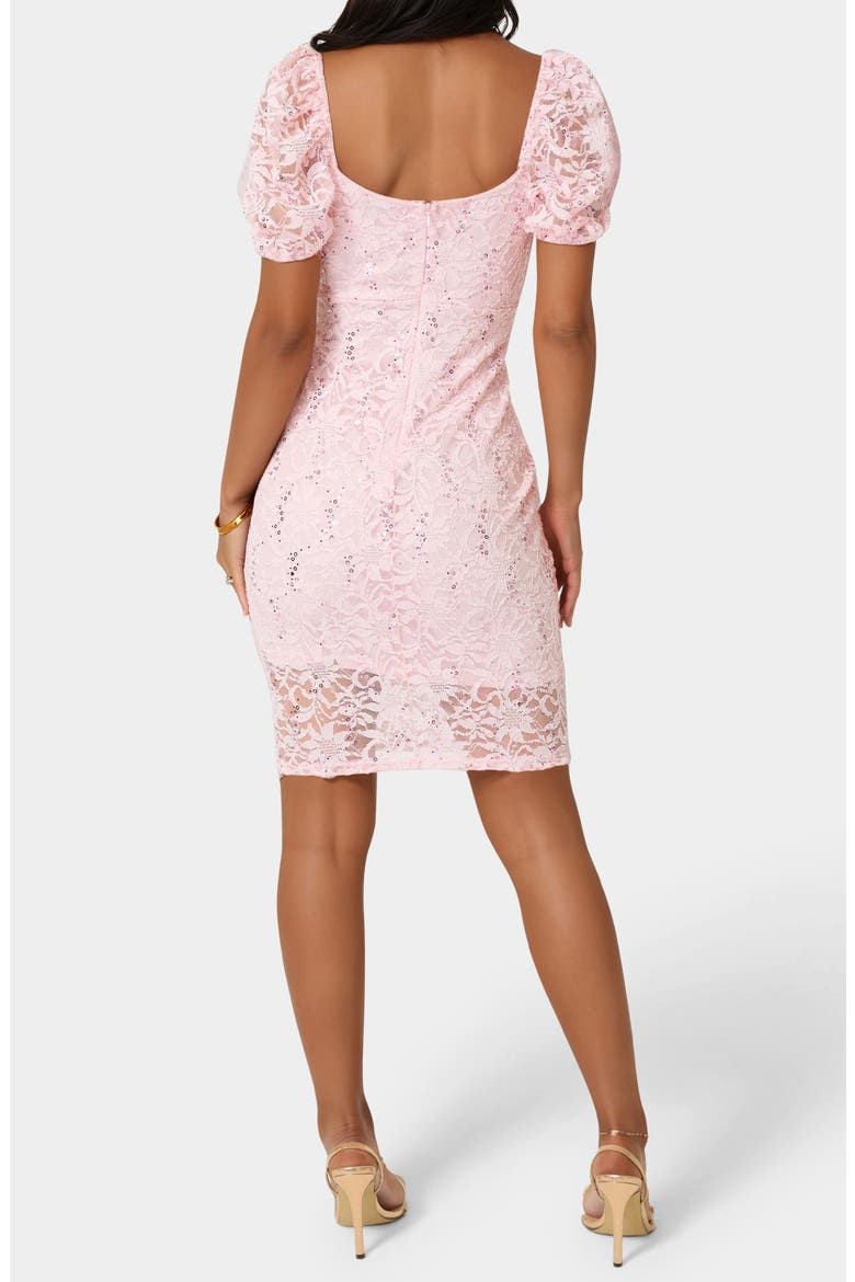 Puff Sleeve Lace Minidress, Alternate, color, PINK