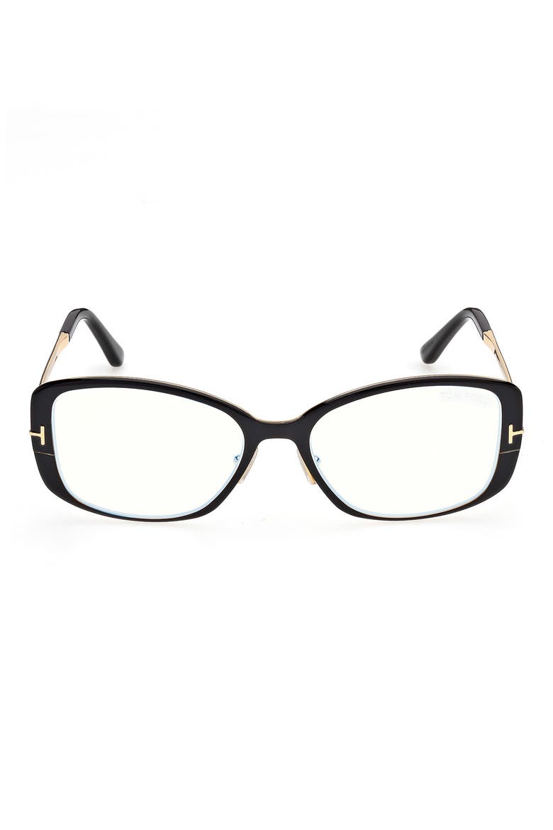 54mm Rectangular Optical Glasses, Main, color, SHINY BLACK ENAMEL / GOLD