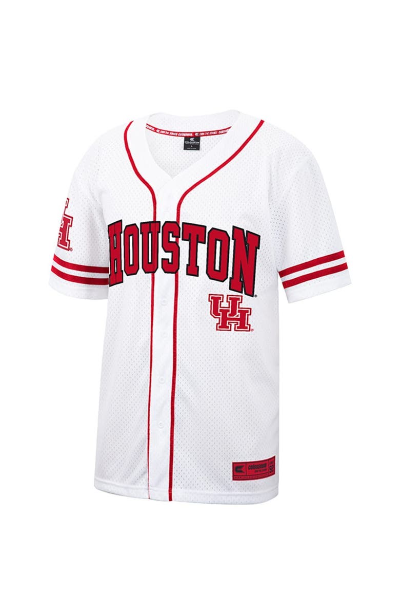 COLOSSEUM Men's Colosseum White Houston Cougars Free Spirited Mesh Button-Up Baseball Jersey, Alternate, color, 