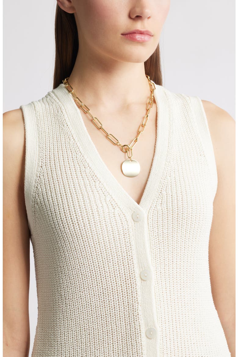 Paper Clip Chain Pendant Necklace, Alternate, color, GOLD