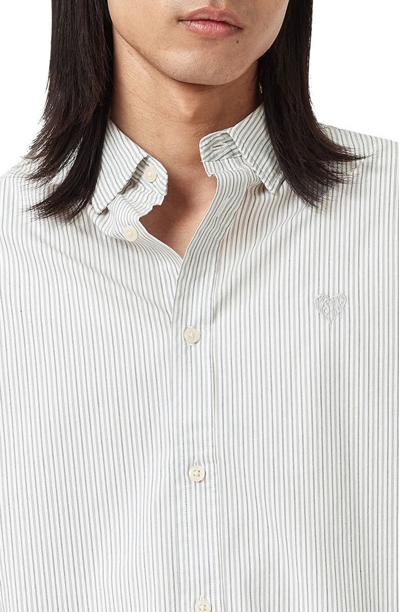 AllSaints Nolan Pinstripe Button-Up Shirt, Alternate, color, Jetstream White