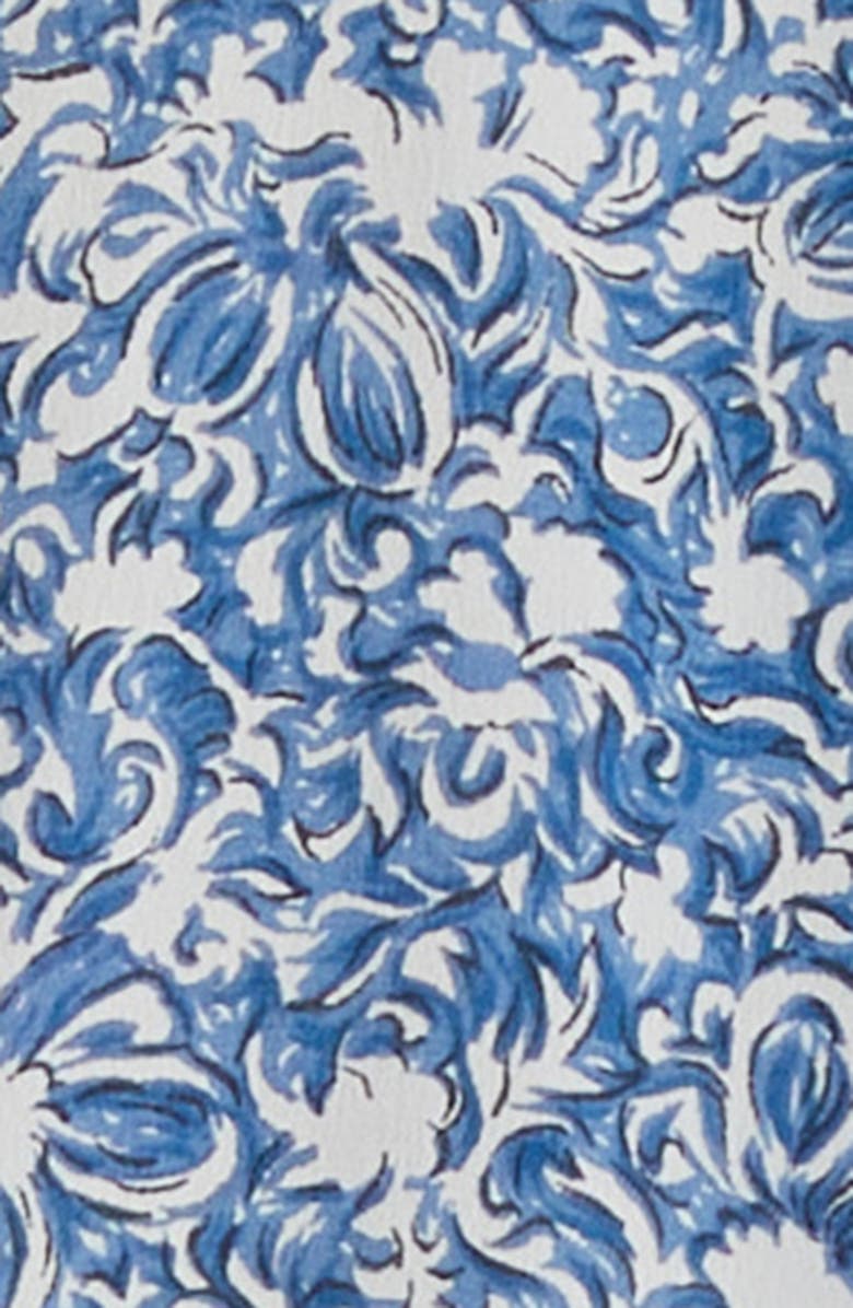 Weekend Max Mara Guidy Floral Short Sleeve Silk Dress, Alternate, color, Cornflower Blue