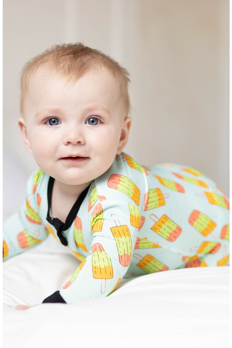Ice Pops Fitted One-Piece Footed Pajamas, Alternate, color, TURQUOISE