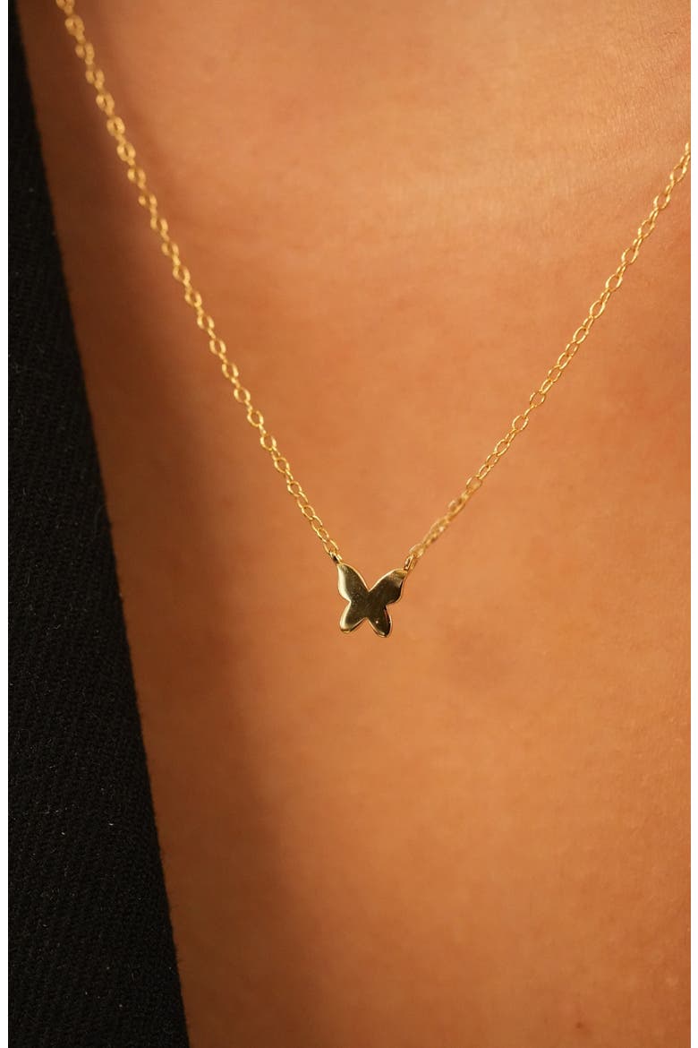 Butterfly Pendant Necklace, Alternate, color, GOLD