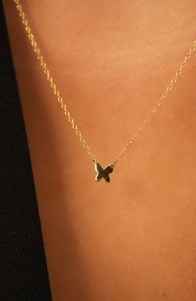 Argento Vivo Sterling Silver Butterfly Pendant Necklace, Alternate, color, Gold