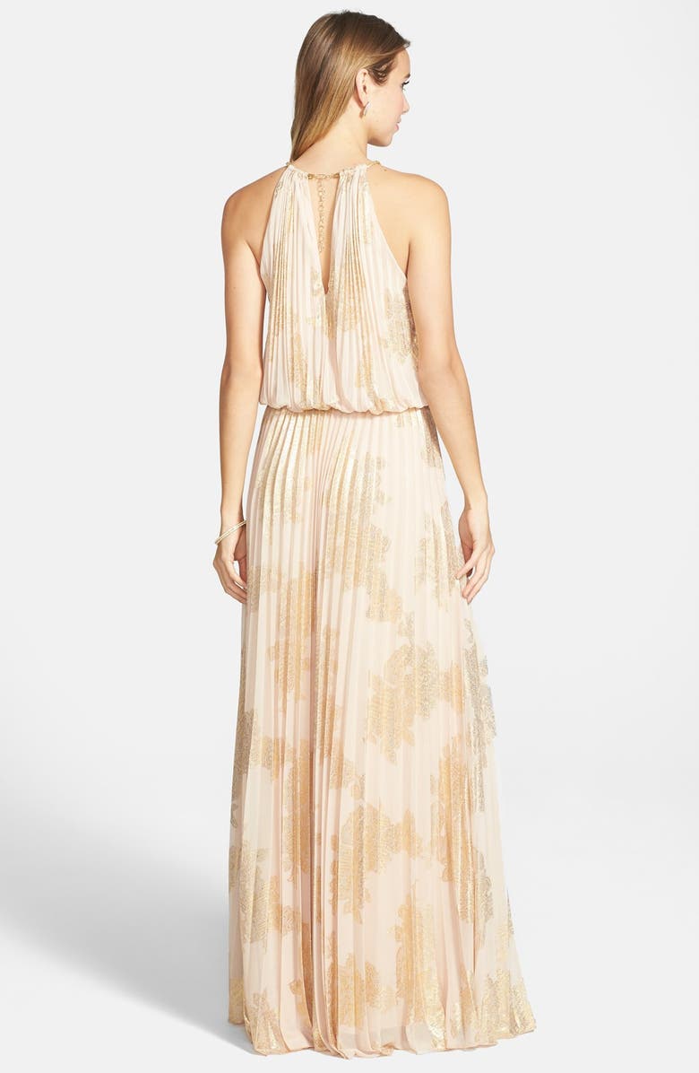 Xscape Evenings Xscape Foiled Pleated Blouson Gown, Alternate, color,