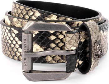 Kurt Geiger London Studded Snakeskin Print Leather Belt