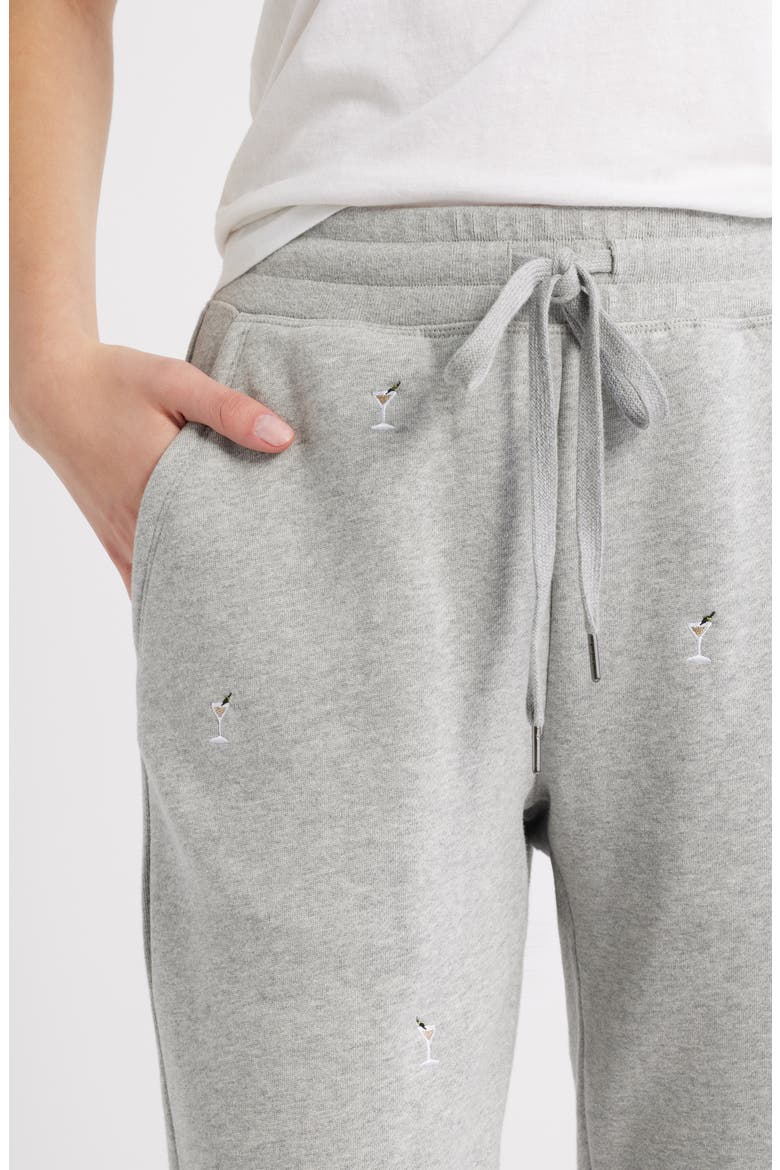 Kingston Martini Embroidered Cotton Joggers, Alternate, color, HEATHER GREY MARTINI