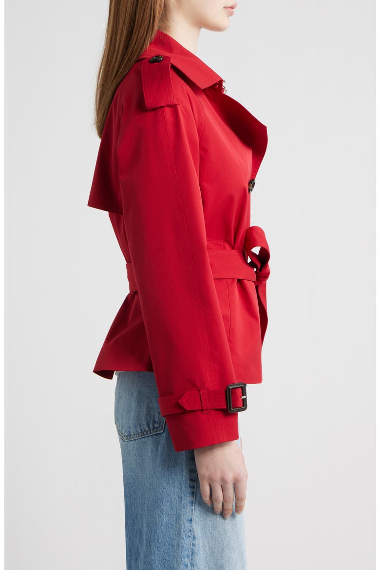 Belted Crop Trench Coat, Alternate, color, RED