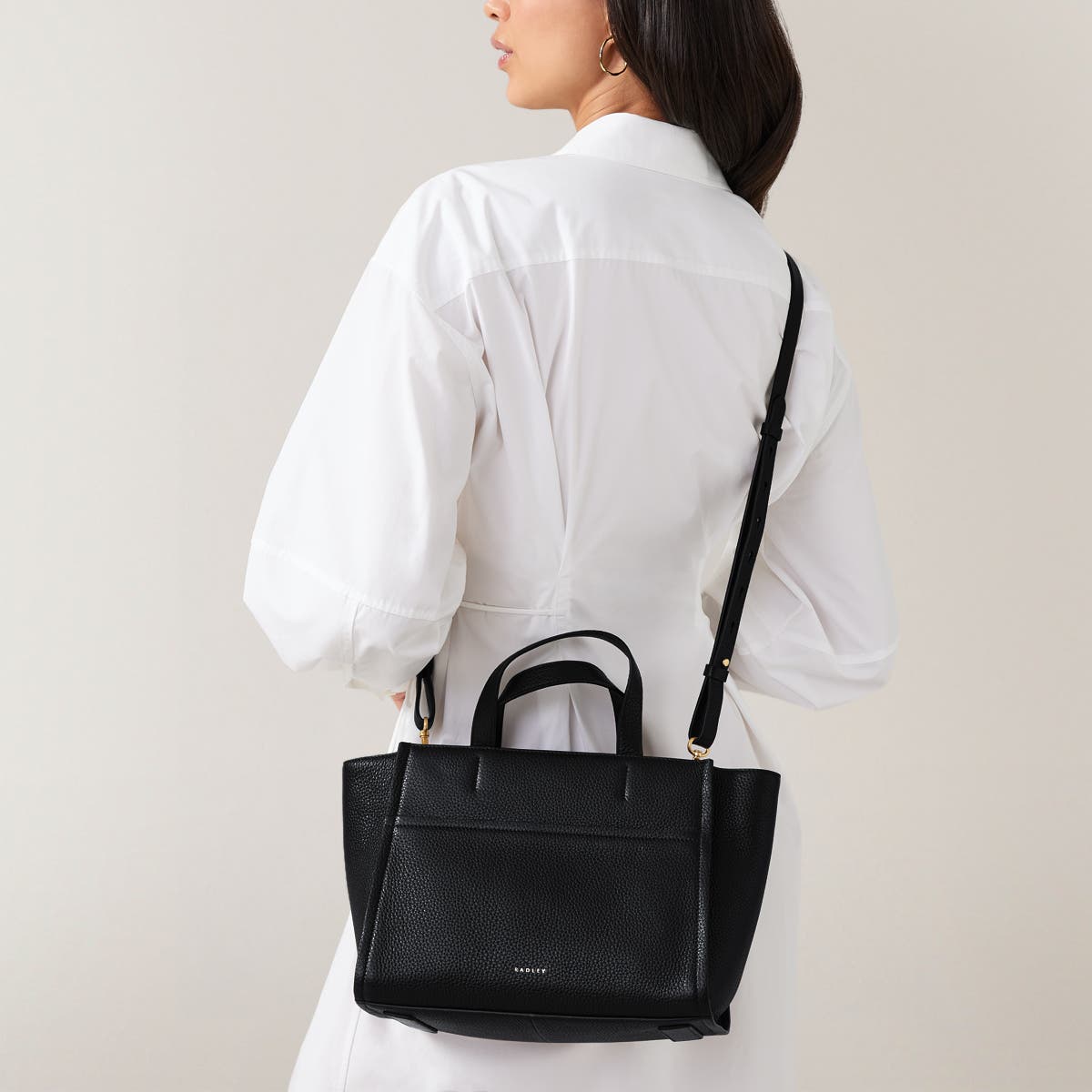 Radley Oak Street Medium Ziptop Satchel Bag, Alternate, color, Black