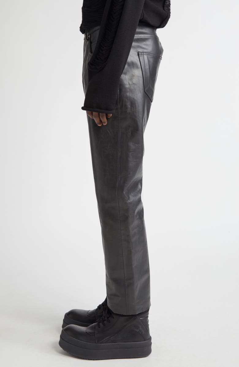 Rick Owens Detroit Cut Leather Pants, Alternate, color, 