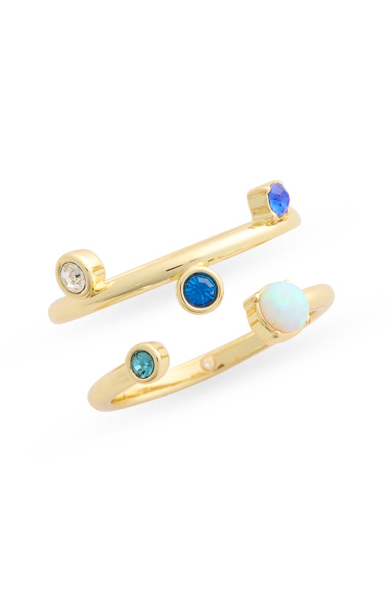 Covet Dainty Crystal 2-Pack Assorted Stacking Rings, Main, color, Blue Multi / Gold