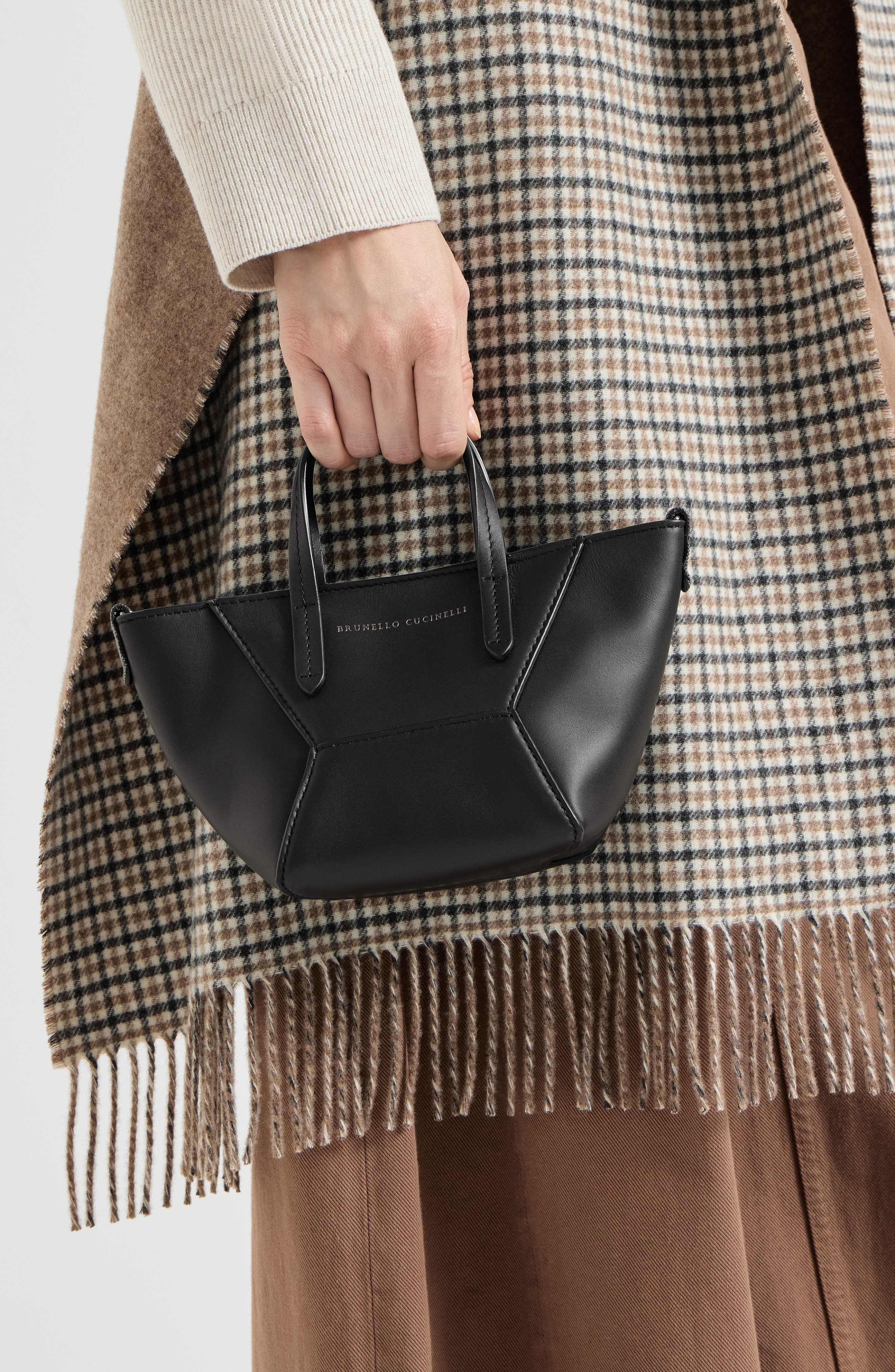 BC Duo mini bag in calfskin with monili, Alternate, color, Black