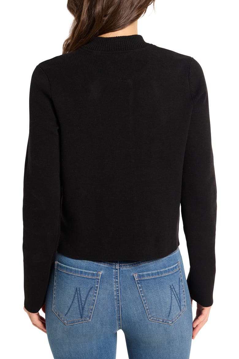 Crop Knit Bomber Jacket, Alternate, color, BLACK ONYX