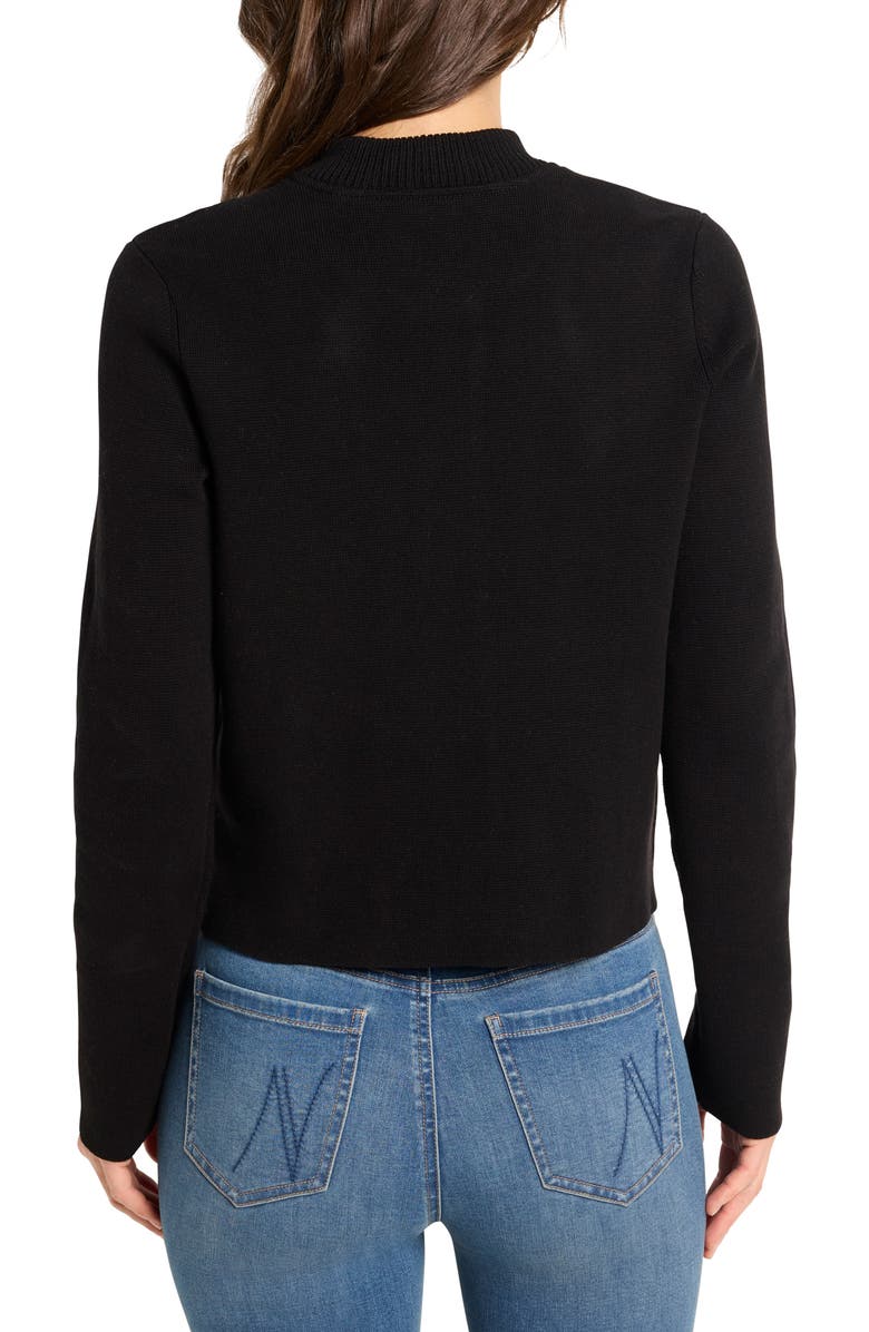 NIC+ZOE Crop Knit Bomber Jacket, Alternate, color, Black Onyx
