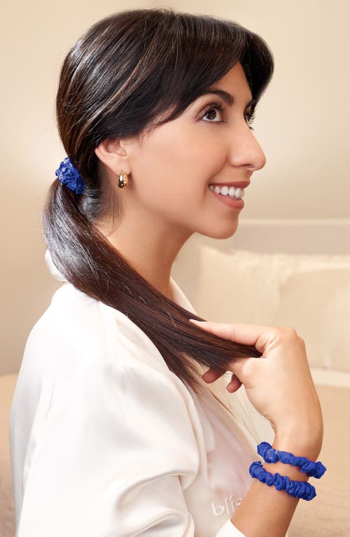 Blissy 3-pack Skinny Silk Scrunchies In Navy