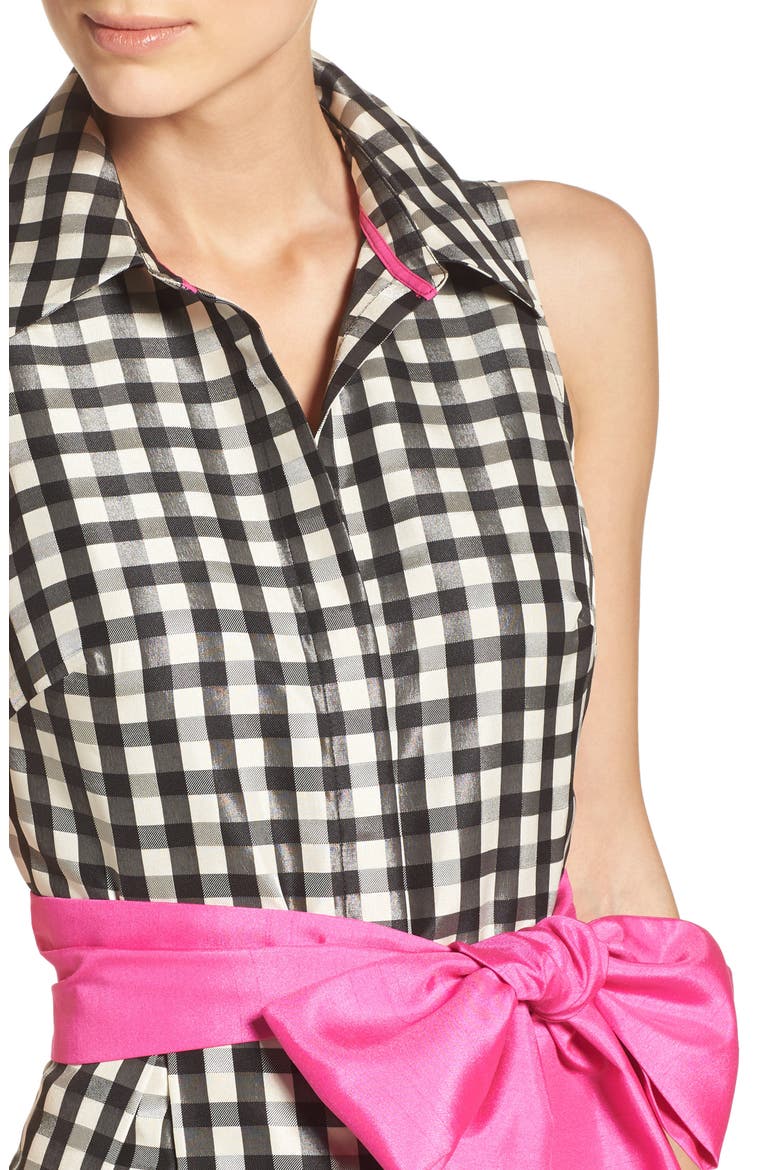 Fit & Flare Shirtdress, Alternate, color, TAUPE/ BLACK