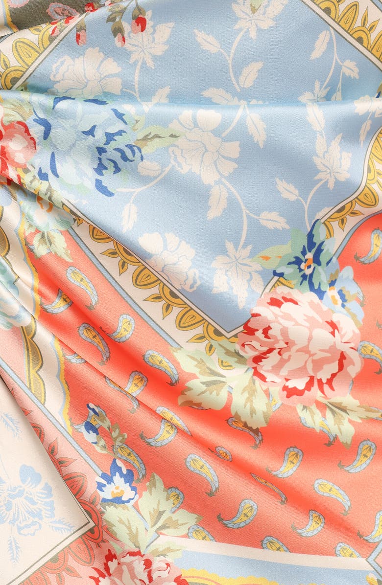 Petal & Pup Clarke One-Shoulder Scarf Print Minidress, Alternate, color, Bel Air Rose