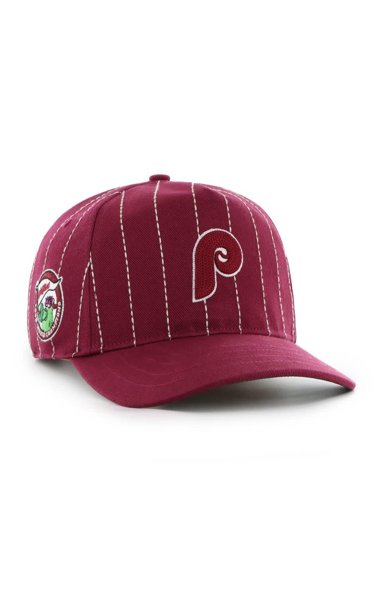 '47 Men's '47 x Rawlings Burgundy Philadelphia Phillies Pinstripe Hitch Adjustable Hat, Main, color, Burgundy