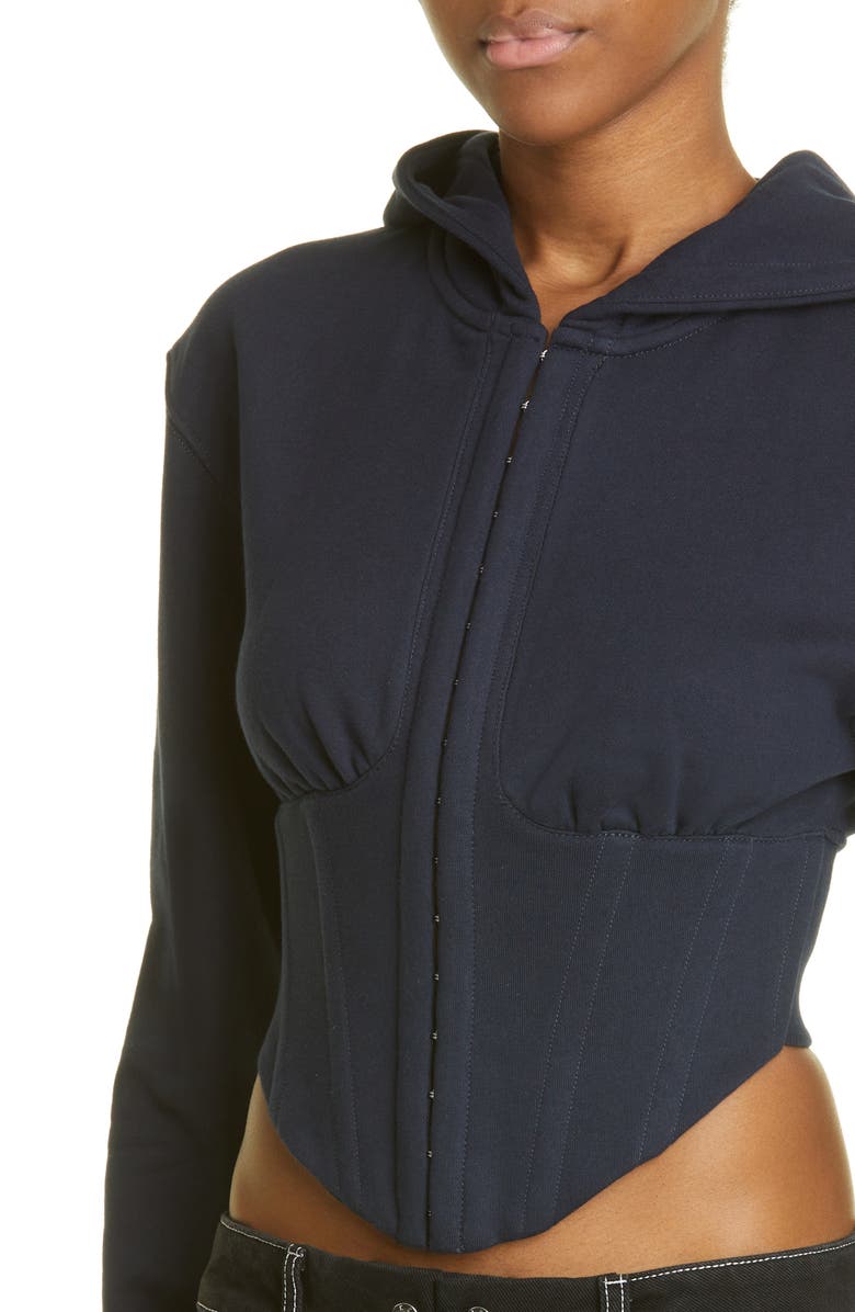 Dion Lee Undercorset Cotton French Terry Hoodie, Alternate, color,