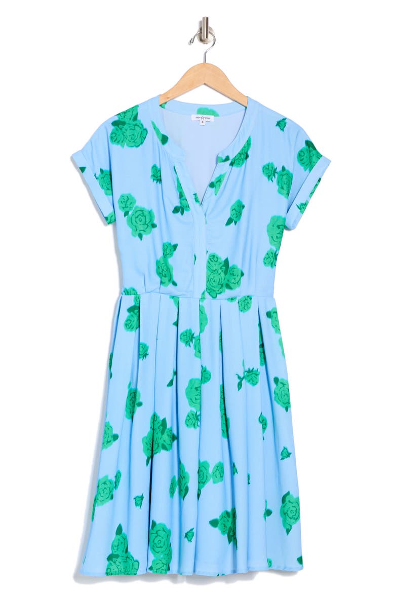 Belted Cap Sleeve Dress, Alternate, color, LIGHT BLUE