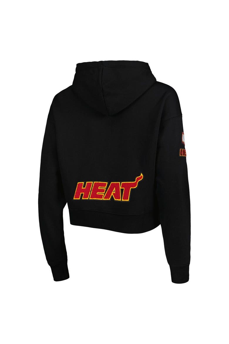 Women's Pro Standard Black Miami Heat Classic Fleece Cropped Pullover Hoodie, Alternate, color, Black