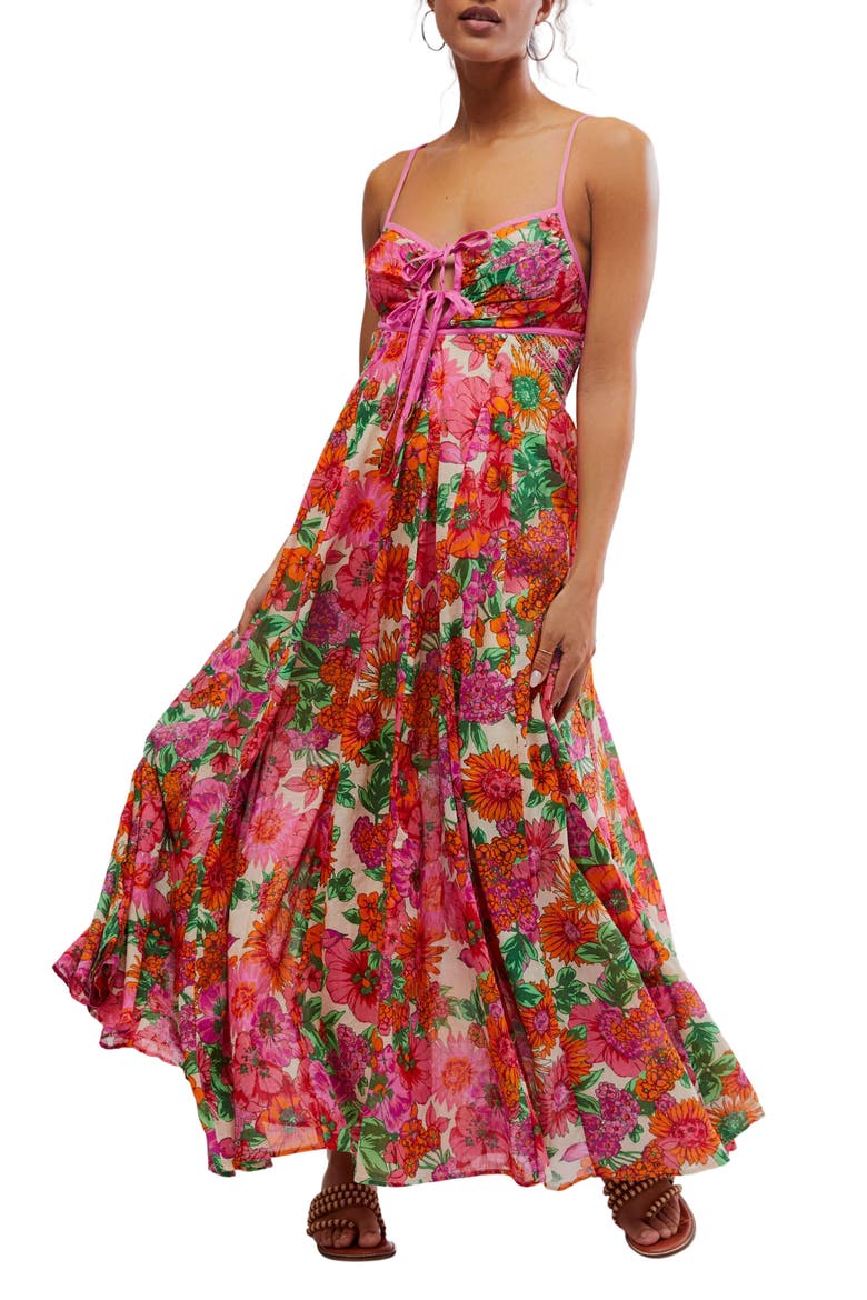 Dream Weaver Cotton Maxi Sundress, Main, color, IVORY/PINK COMBO