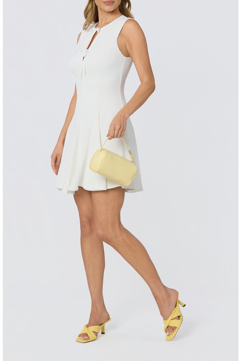 Tristan Tie Front Sleeveless Flare Dress, Alternate, color, WHITE