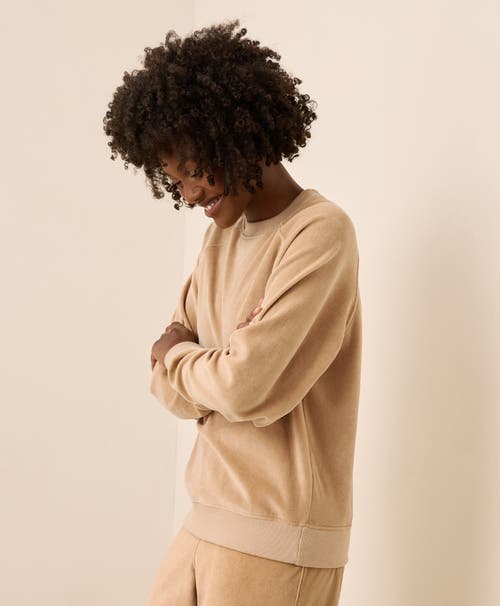 Pact Pure Velour Crew Sweatshirt In Neutral
