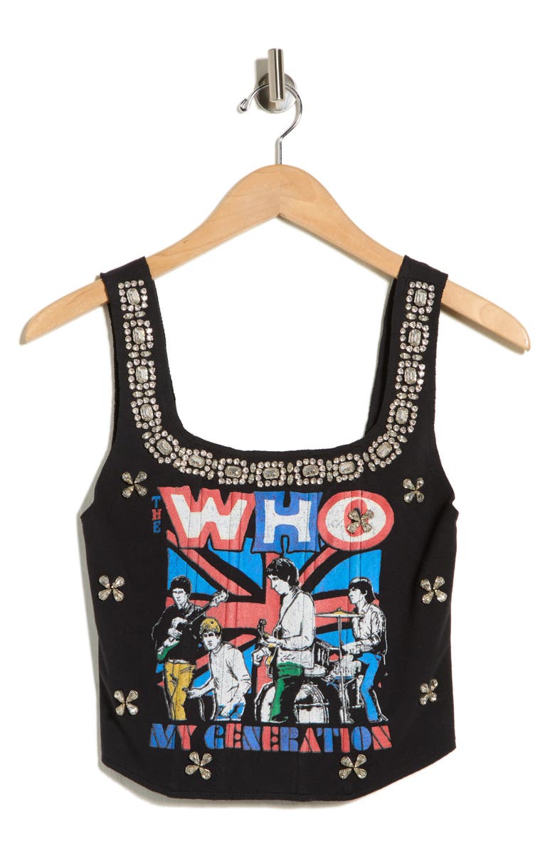 Alice + Olivia Breslin The Who Band Corset Tank, Main, color, The Who