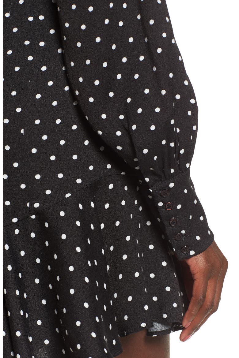 Savanna Lattice Back Fit & Flare Dress, Alternate, color, NOIR POLKA DOT
