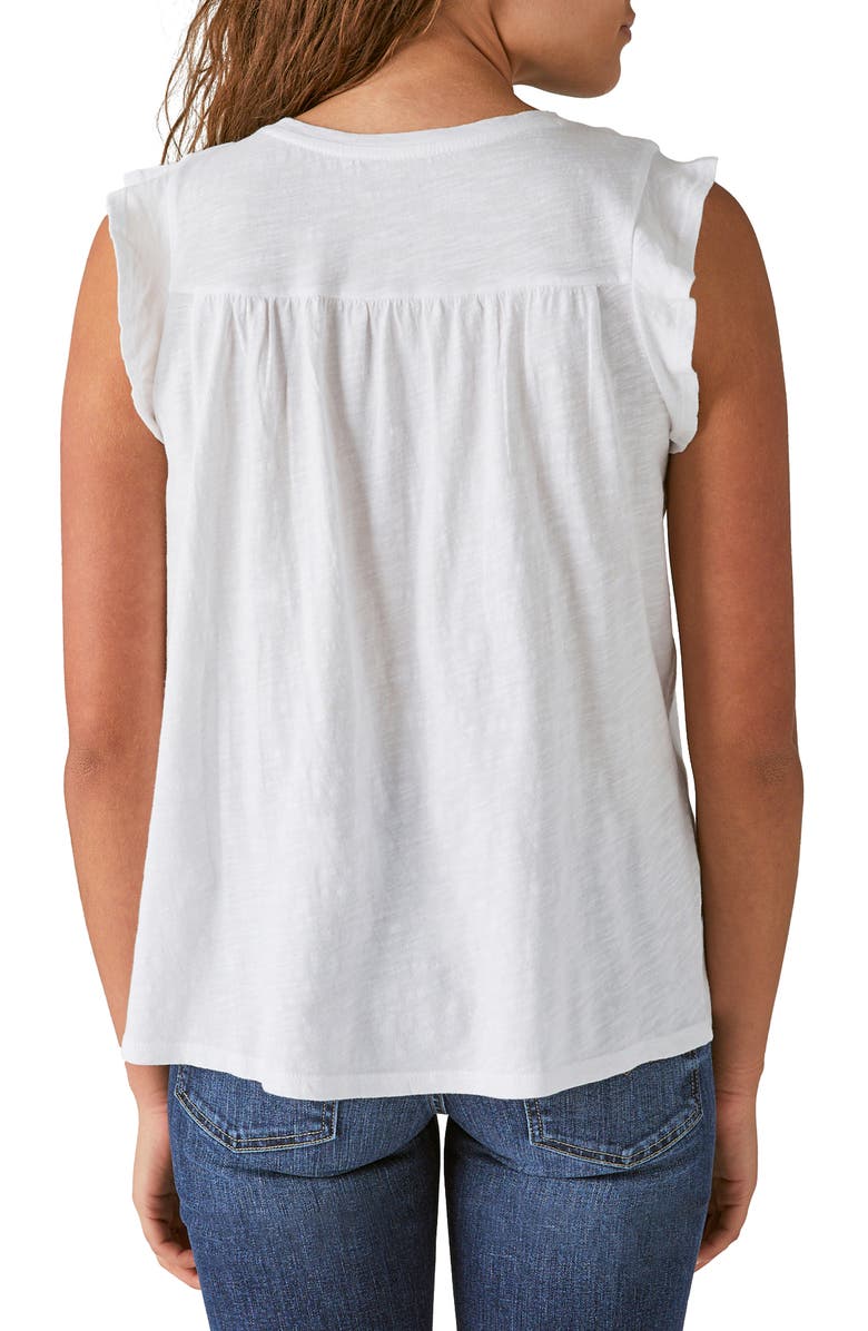 Lucky Brand Embroidered Cotton Slub Tee, Alternate, color, Lucky White