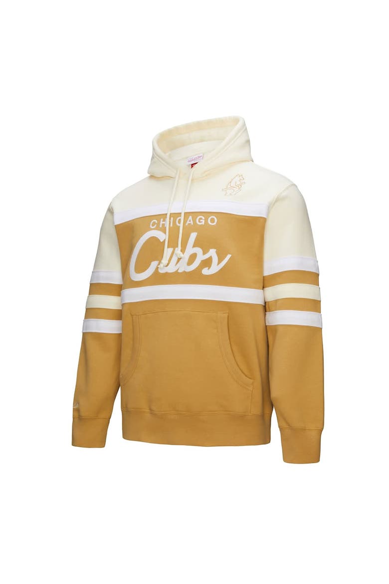 Men's Mitchell & Ness Tan/Cream Chicago Cubs Head Coach Pullover Hoodie, Alternate, color, Tan