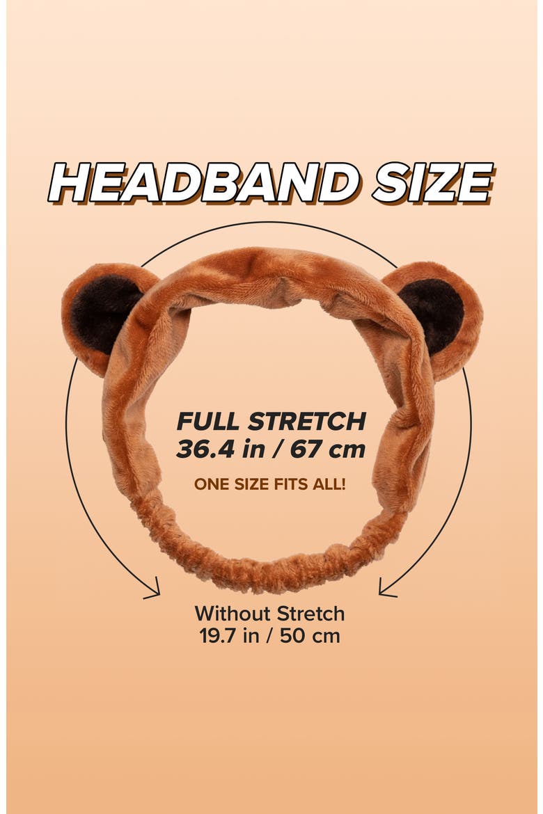 Brown Bear Facial Skin Care Headband, Alternate, color, BROWN