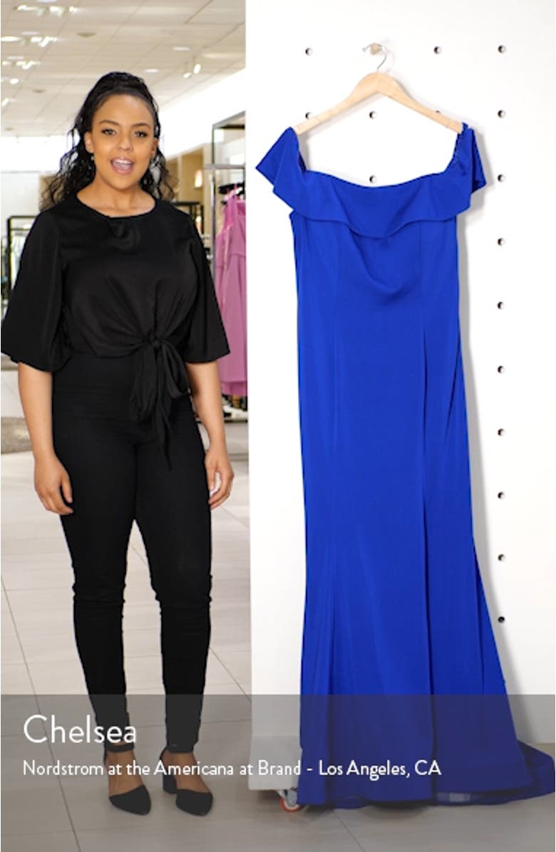 Off the Shoulder Mermaid Evening Gown with Train, sales video thumbnail