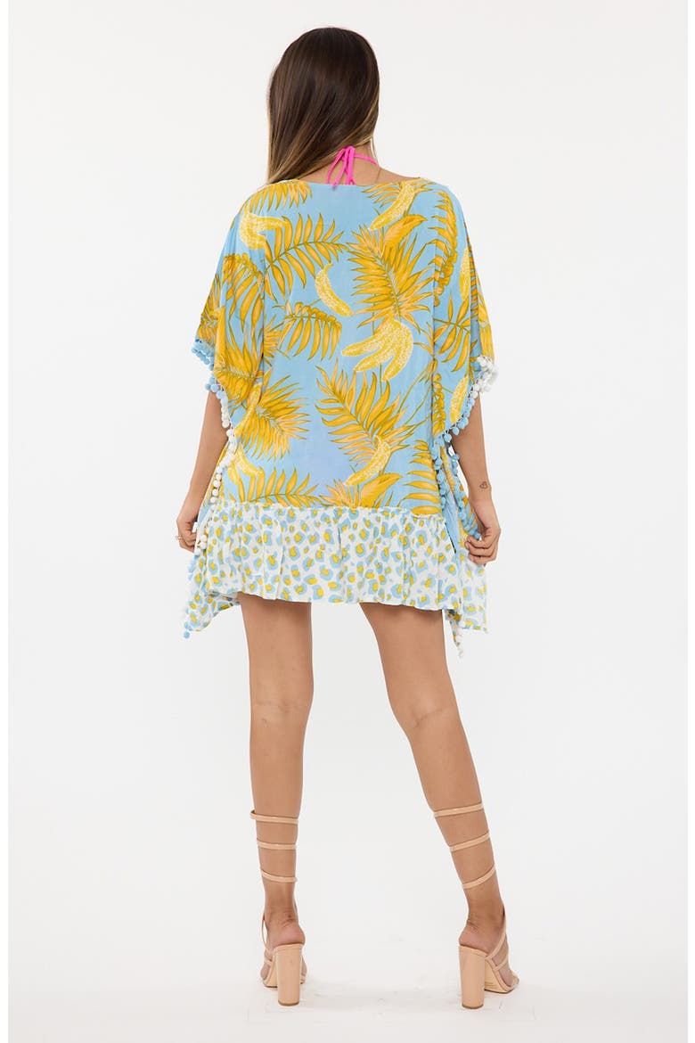 Palm Leaf Cotton Caftan, Alternate, color, BLUE