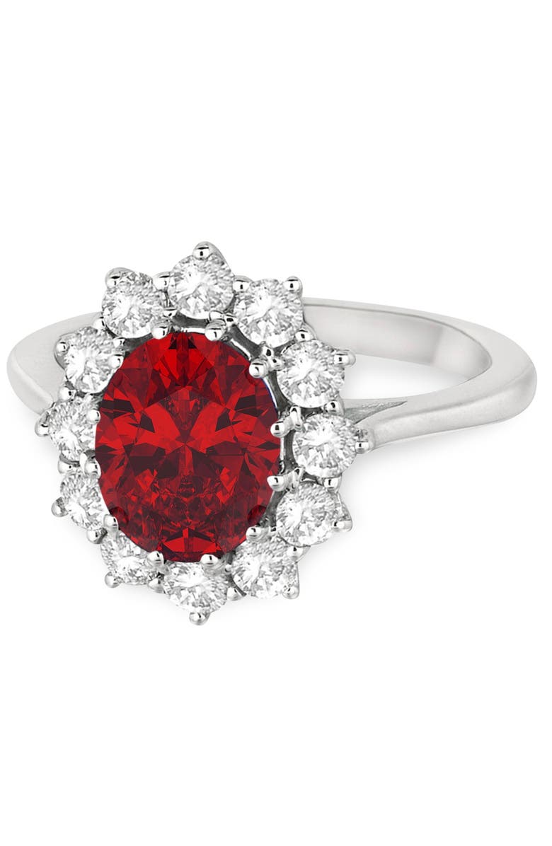 ALLUREZ Oval Lab Ruby and Diamond Ring 14k, Alternate, color, 3.60Ct/White Gold