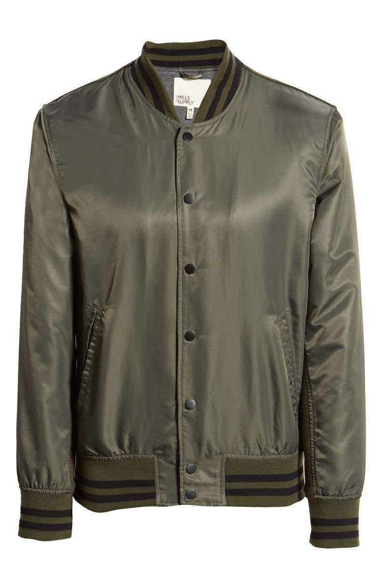 Mills Supply by Splendid Nylon Varsity Bomber Jacket, Alternate, color, 